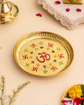 Pure Brass Om and Swastik Pooja Plate
