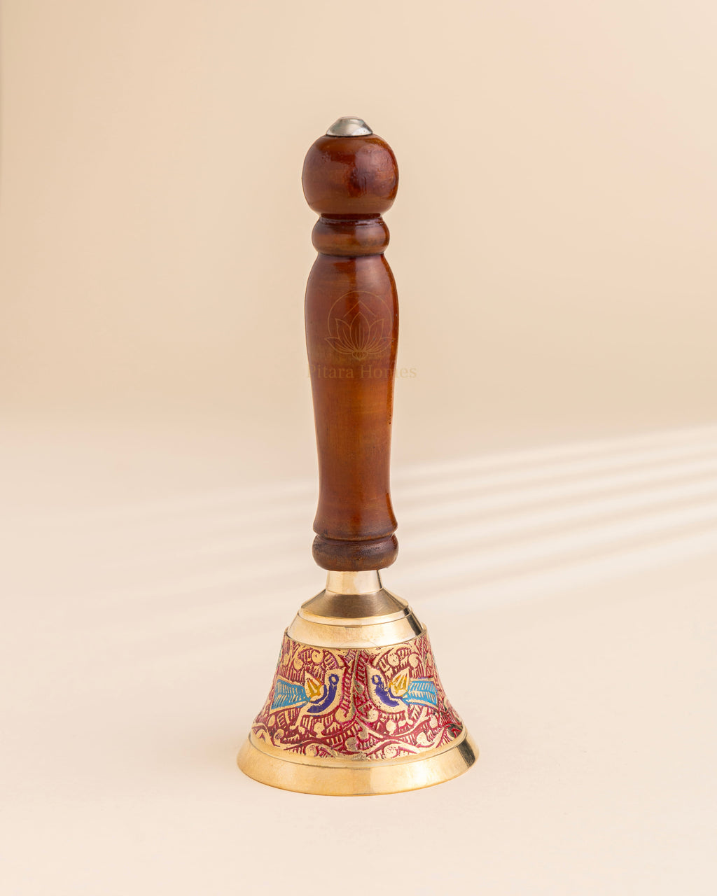 Pure Brass Wooden Meenakari Hand bell