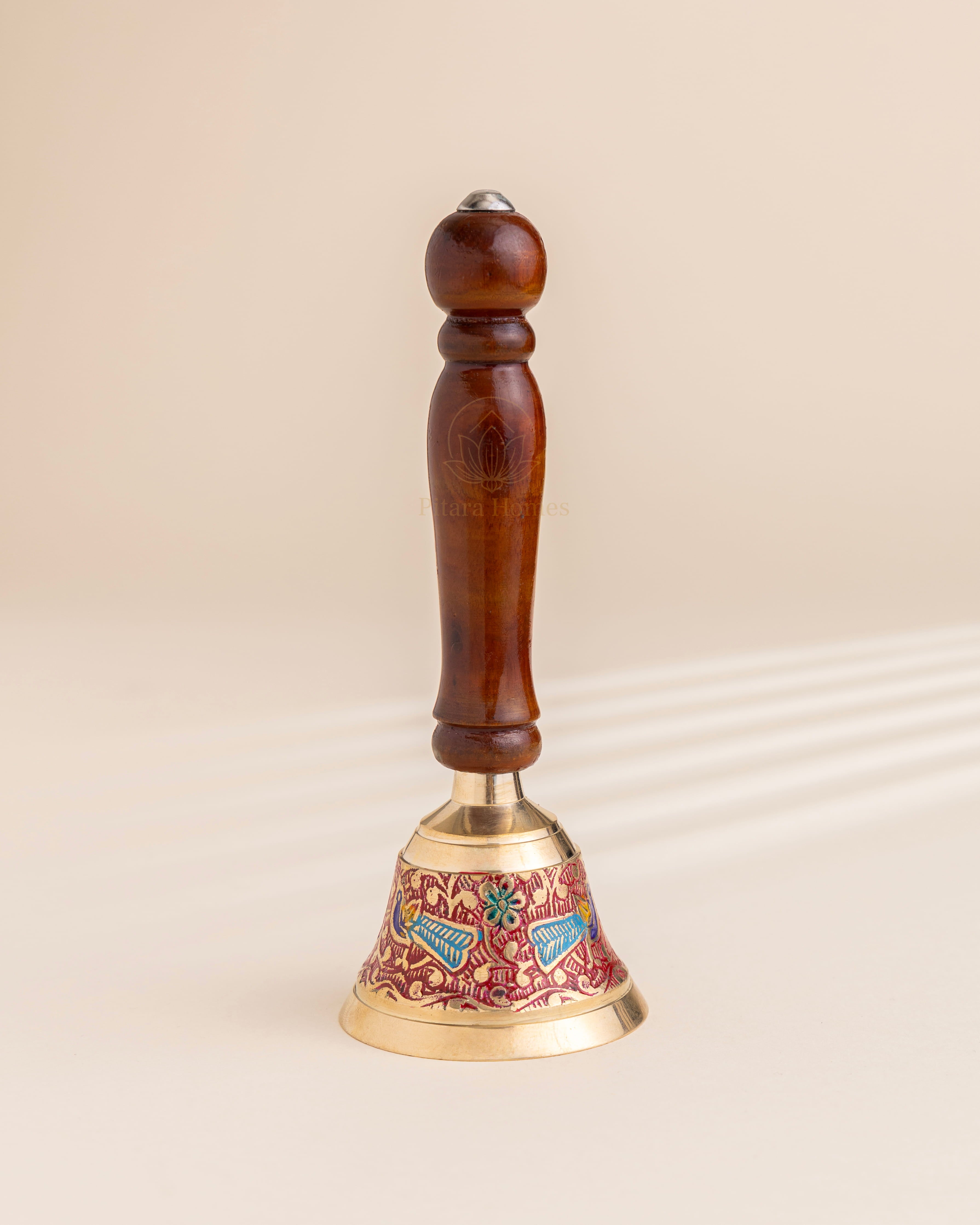 Pure Brass Wooden Meenakari Hand bell