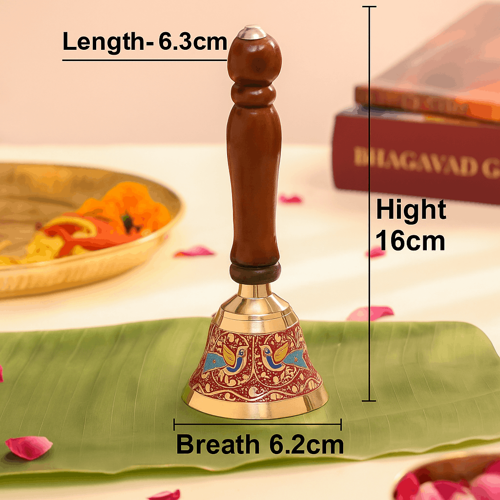 Pure Brass Wooden Meenakari Hand bell